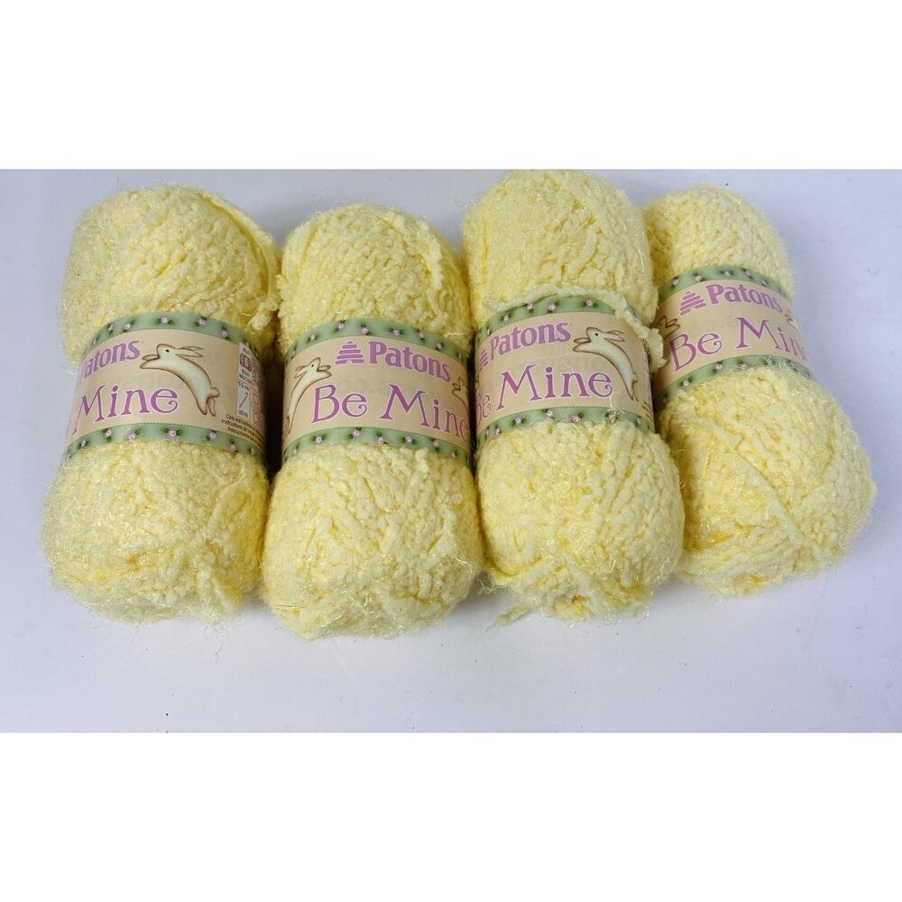 Patons Be Mine Bulky 5 100% Nylon Yarn‎ Color Fuzzy Yellow 50g Each Lot Of 4